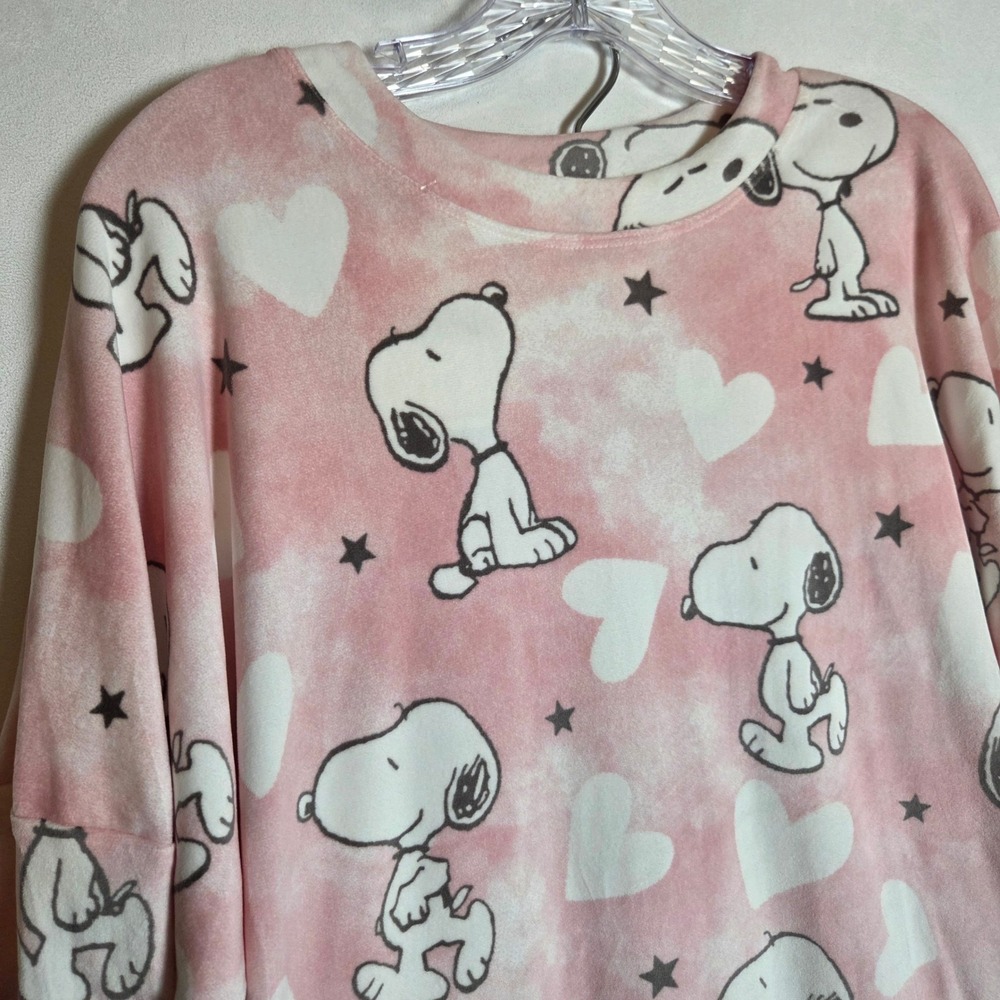 Munki Munki Pajama Set Womens XL Pink Snoopy Peanuts Hearts Tie Dye Loungewear